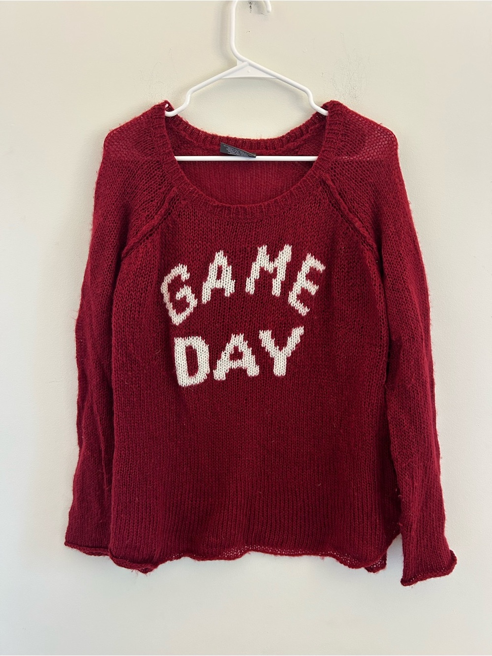 Wooden Ships Burgundy Crewneck Sweater with White 'GAME DAY'